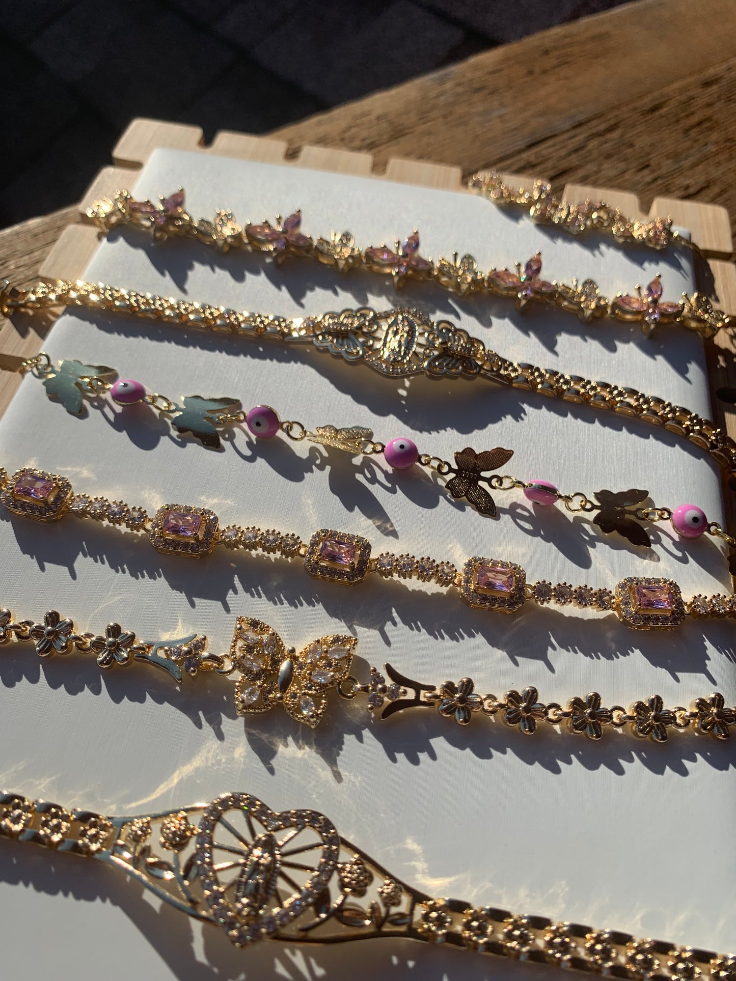 Pulsera de diamantes rosas