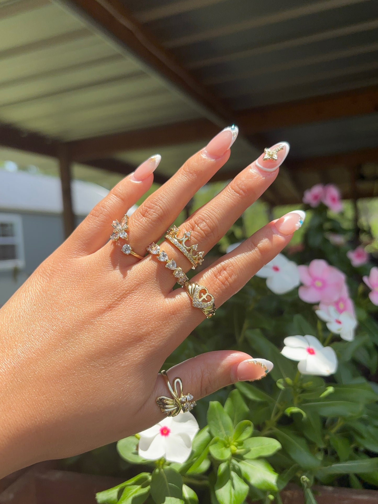 14k Gold plated Heart Cross Ring