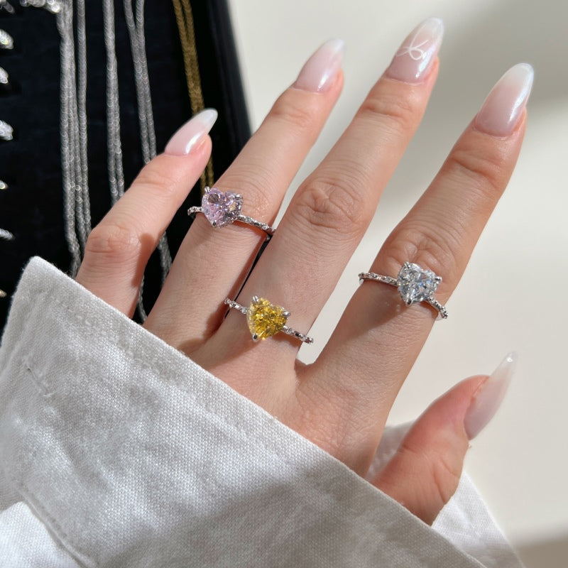 Anillo de plata de ley 925 con diseño de San Valentín rosa