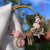 Pink flower charm bracelets