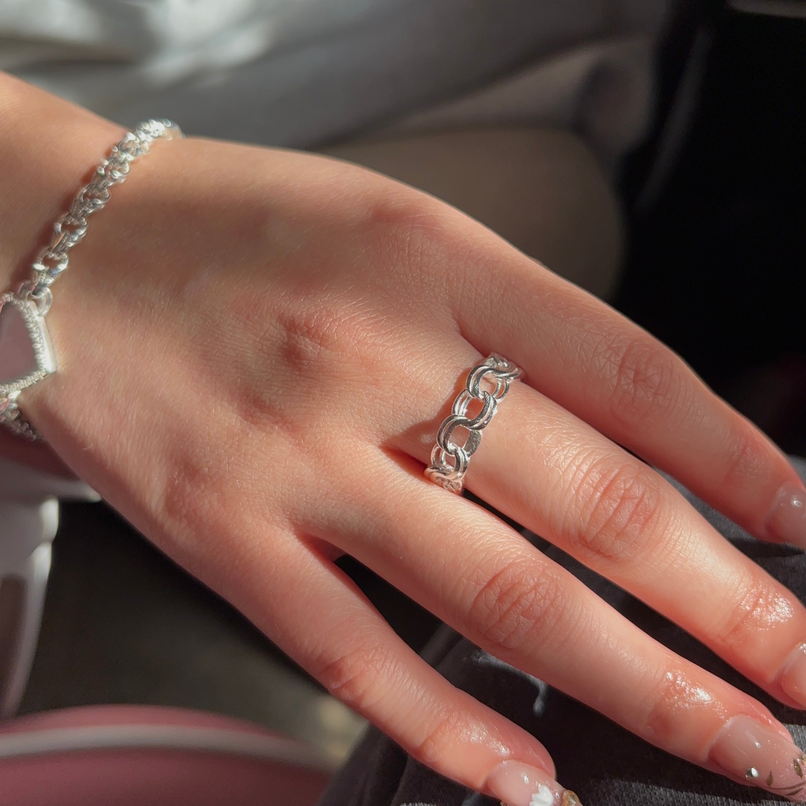 925 heart chino link bracelet