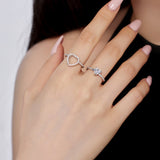 Conjunto de anillos de corazón blanco en plata de ley 925