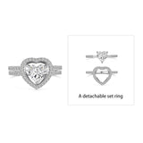 Conjunto de anillos de corazón blanco en plata de ley 925