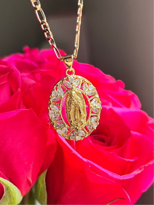 Flower uno Virgencita necklace