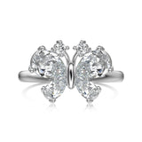 Anillo de plata de ley 925 con mariposa angélica blanca