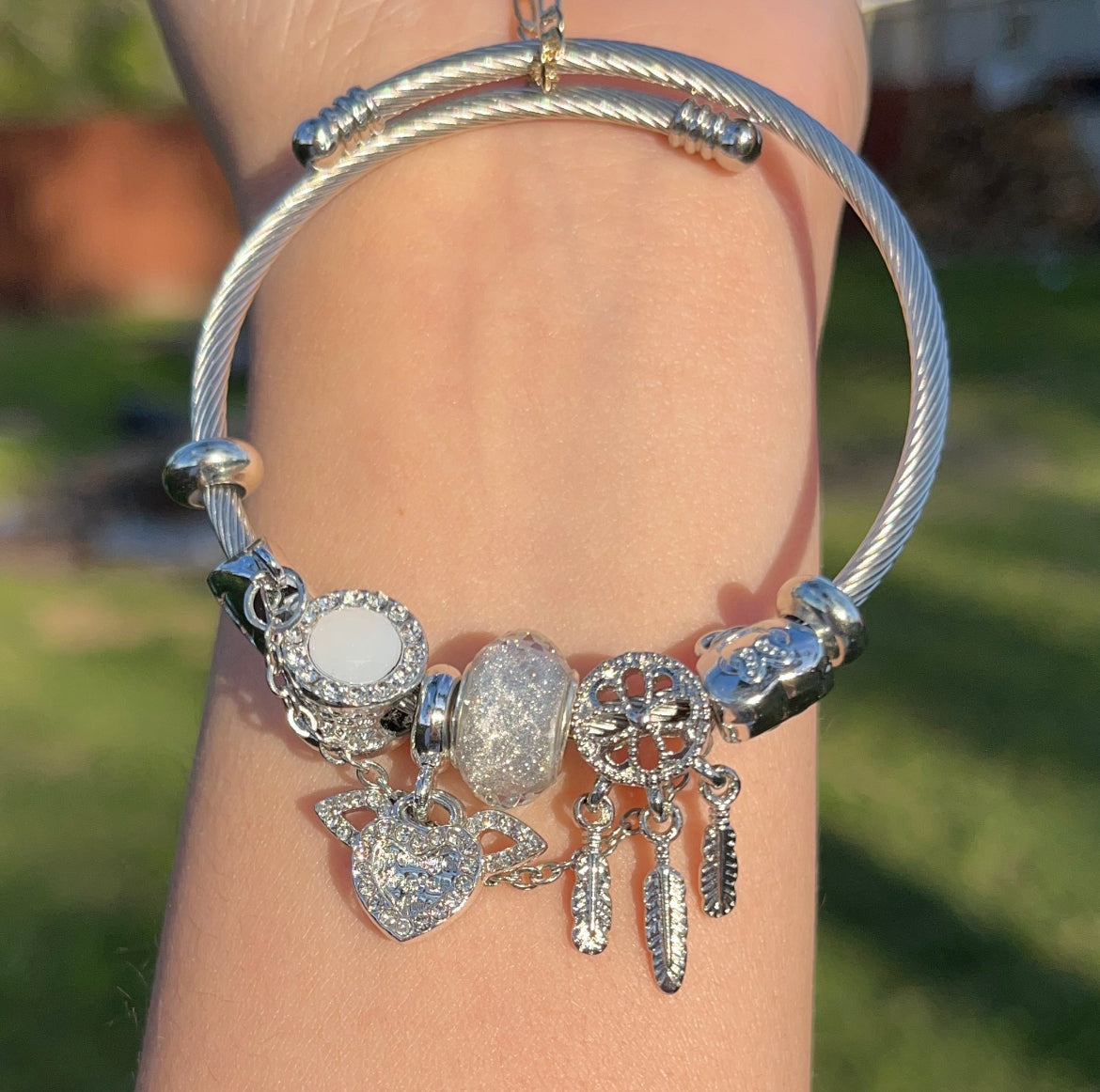 Silver charms bracelet