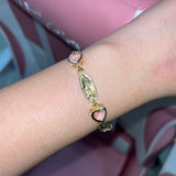 Pink heart virgencita & san Judas bracelet