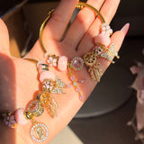 Pink flower charm bracelets