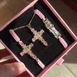Sparkly Virgin Mary Cross Necklace