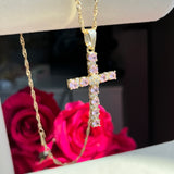 Pink  cross necklace