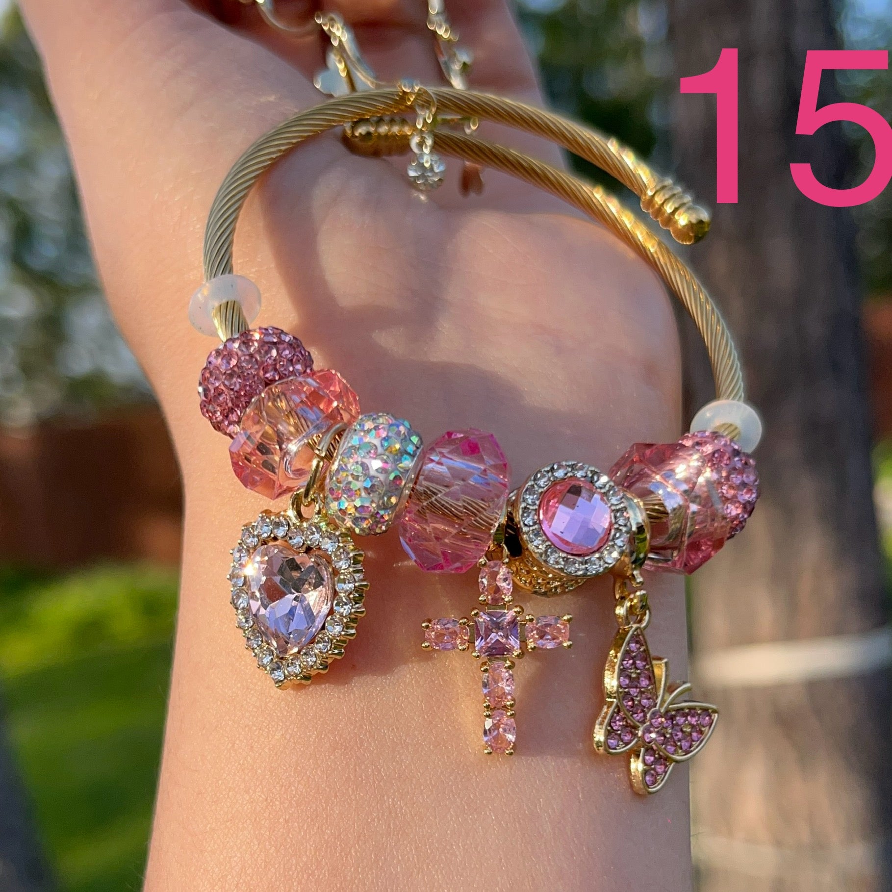 Hot pink charm bracelet – Angelinac