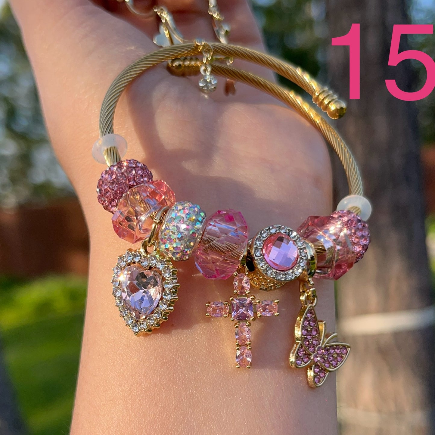 Hot pink charm bracelet