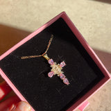 Sparkly Virgin Mary Cross Necklace