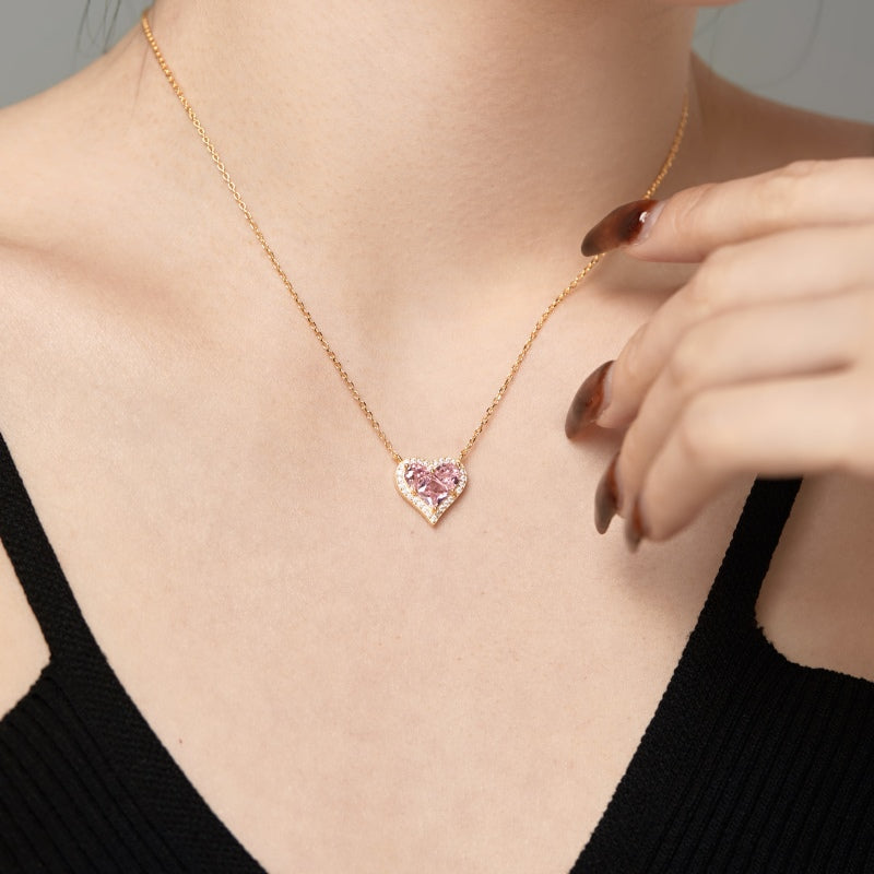 #2 Pink Heart 925 Sterling Silver Necklace