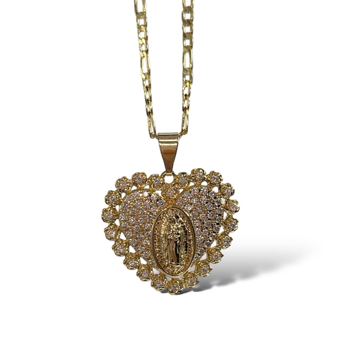 Big Heart San Judas & Virgen Mary Necklace