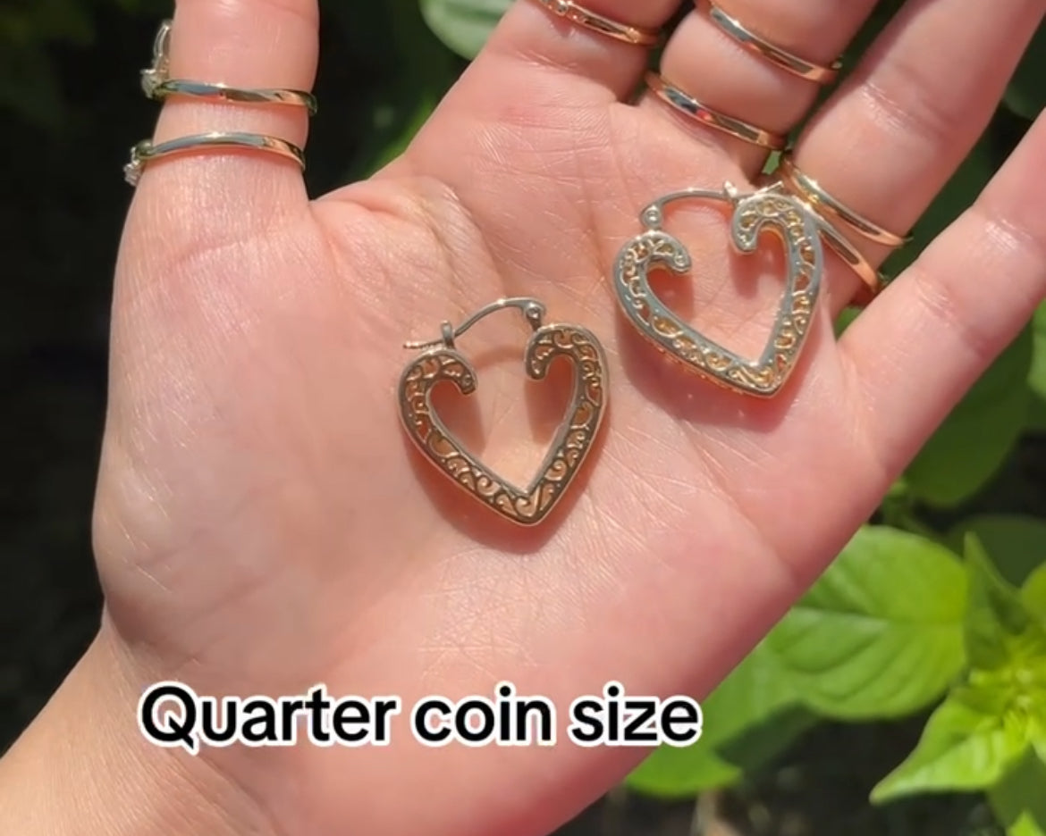 Heart hoop earrings