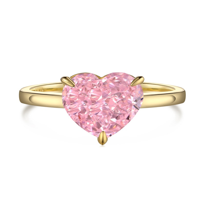 Pink I love you Heart 925 Sterling Silver Ring