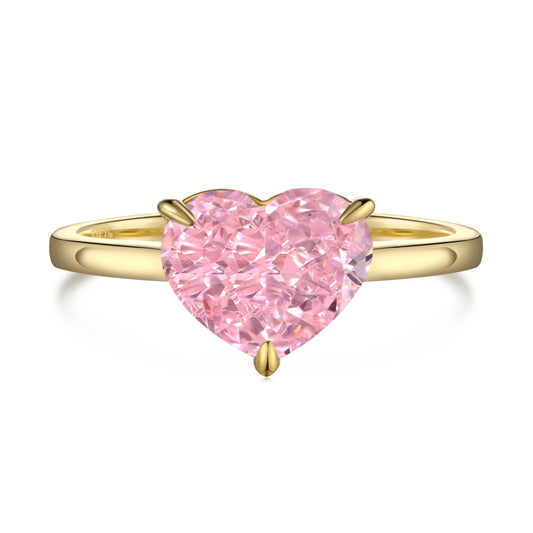 Pink I love you Heart 925 Sterling Silver Ring