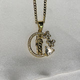 Circle two butterfly San Judas necklace