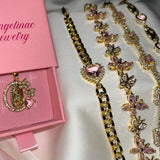 Pulsera de diamantes rosas