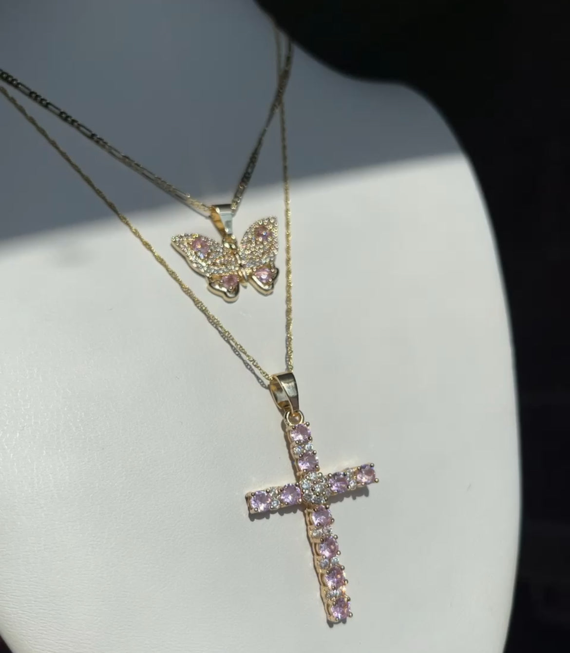 Pink  cross necklace