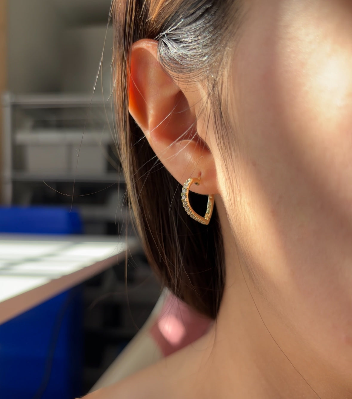 Sparkly  heart hoop earrings