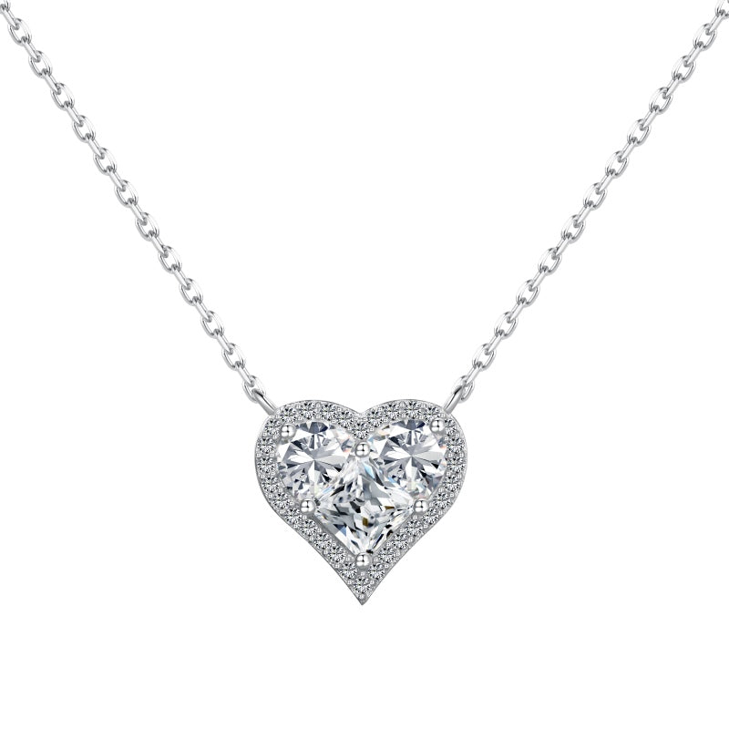 Collar de plata de ley 925 con corazón blanco