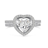 Conjunto de anillos de corazón blanco en plata de ley 925