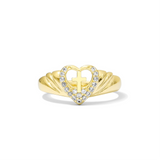 14k Gold plated Heart Cross Ring