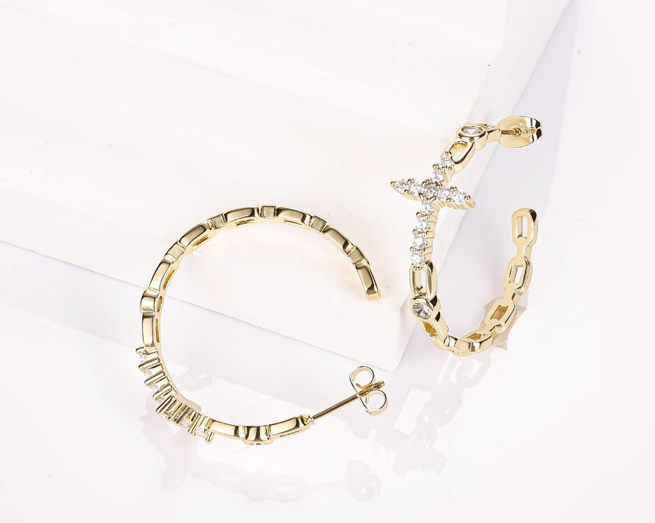 Cross hoop earrings