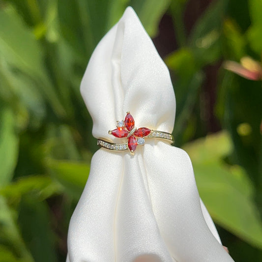 Red butterfly ring