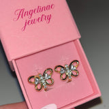 Pendientes de mariposa con forma de corazón