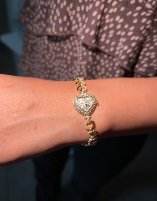 Clock heart bracelet
