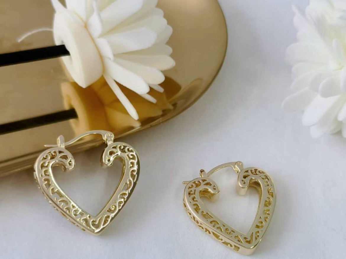 Heart hoop earrings