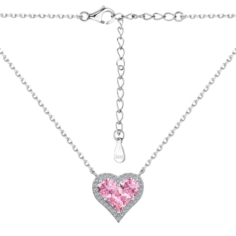 Pink Heart 925 Sterling Silver Necklace