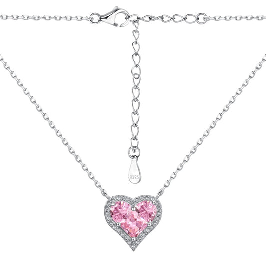 Pink Heart 925 Sterling Silver Necklace