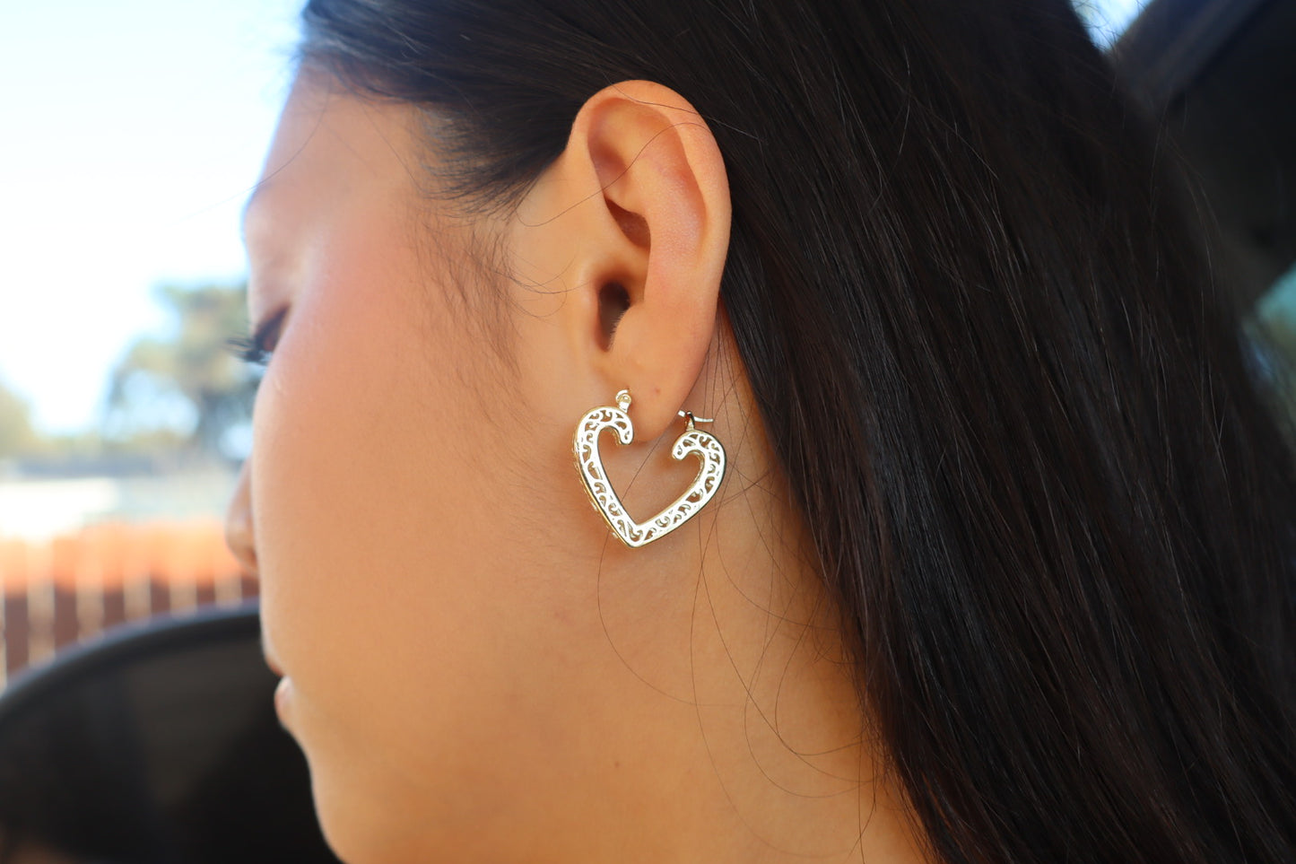 Heart hoop earrings