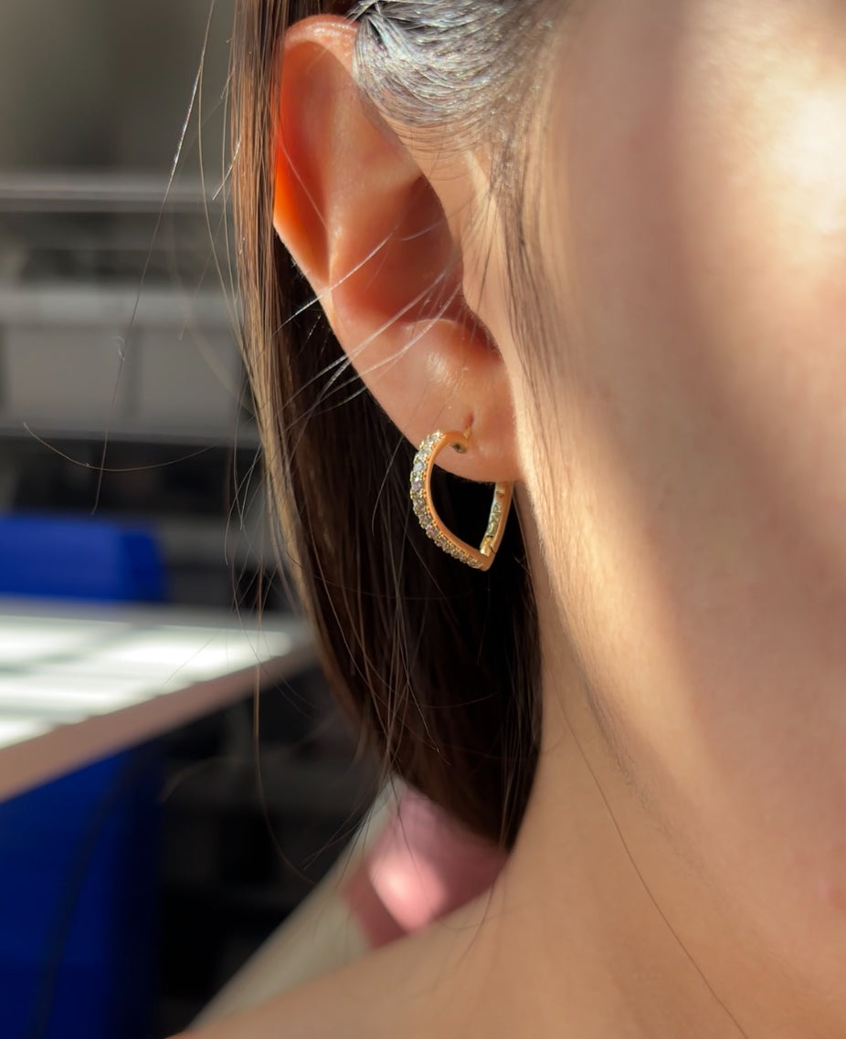 Sparkly  heart hoop earrings