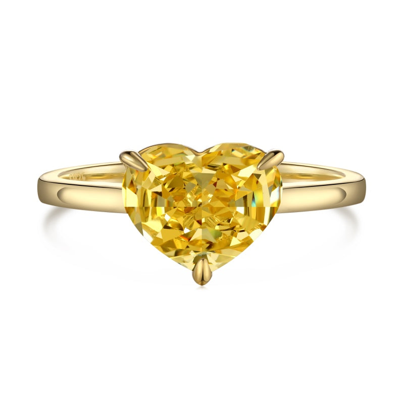 Yellow I love you Heart 925 Sterling Silver Ring