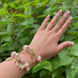 Pink flower charm bracelets