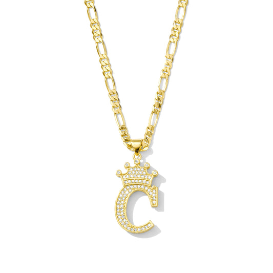 Initial necklaces with crown