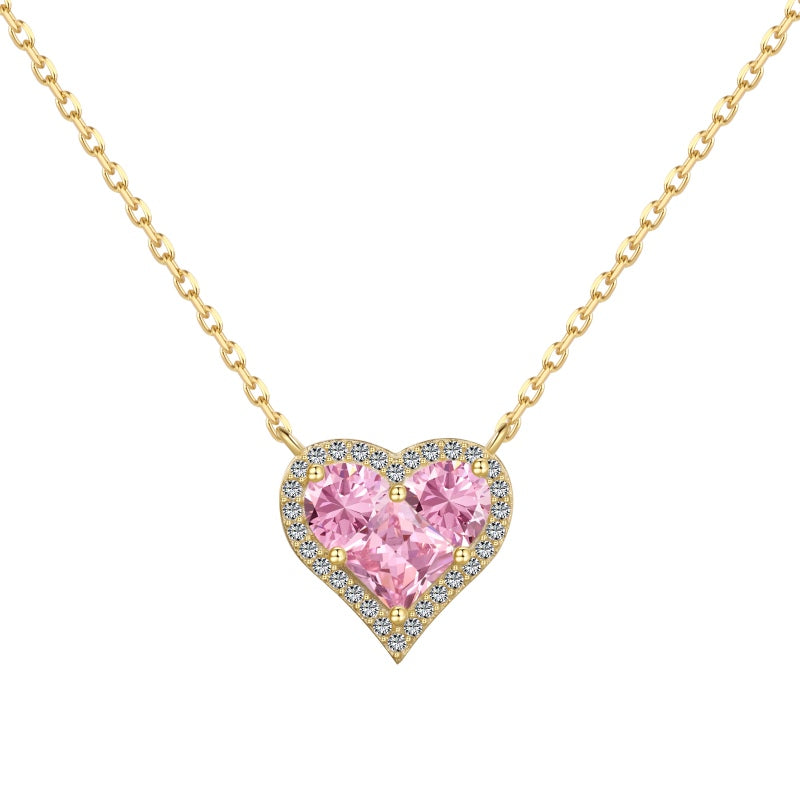 #2 Pink Heart 925 Sterling Silver Necklace