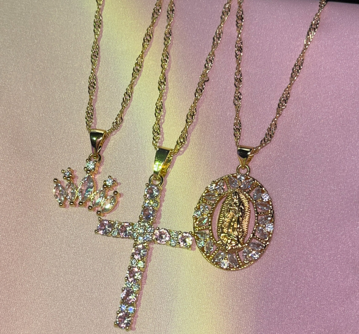 Pink  cross necklace