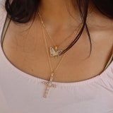 Pink  cross necklace