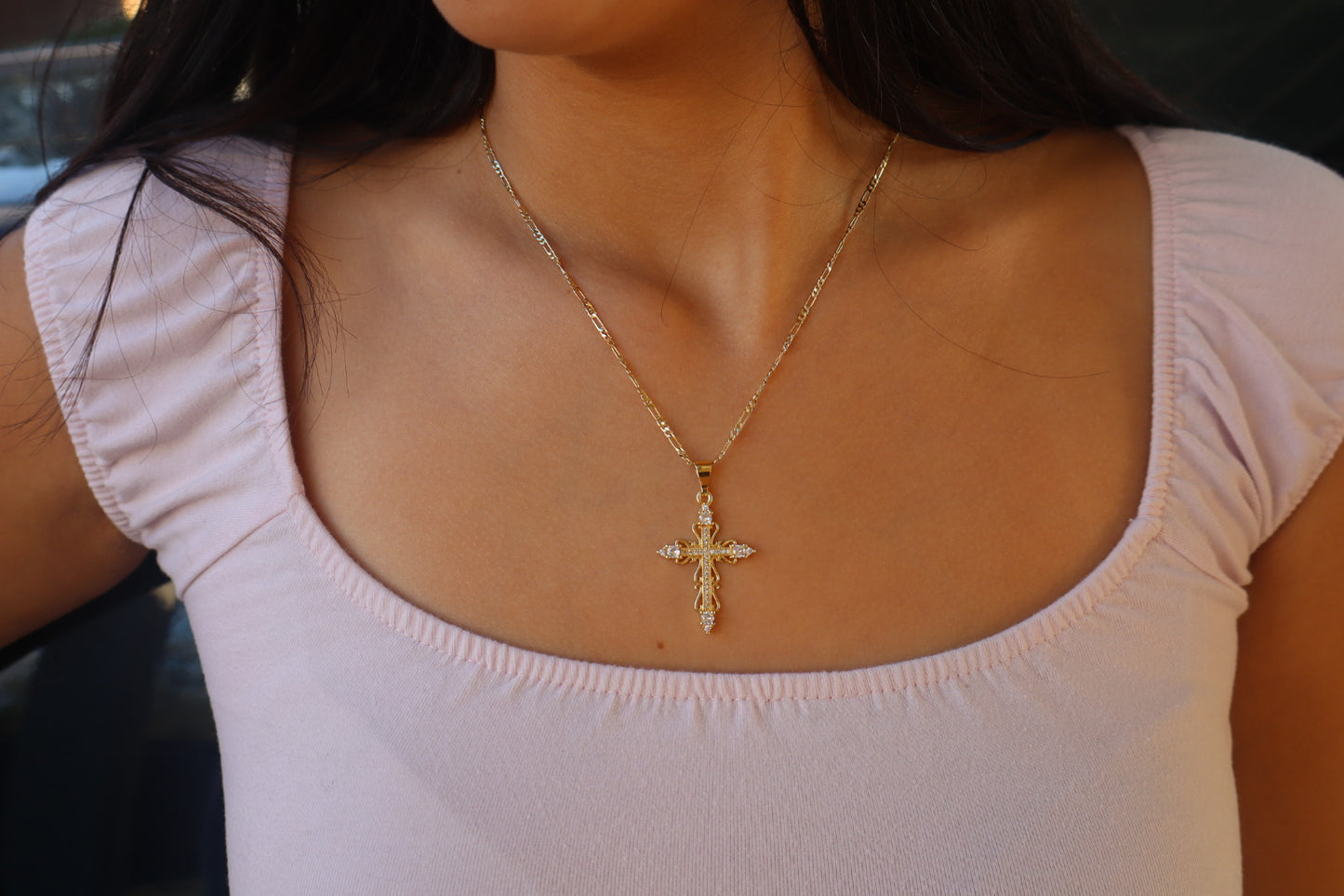 White Cross  Reina necklace