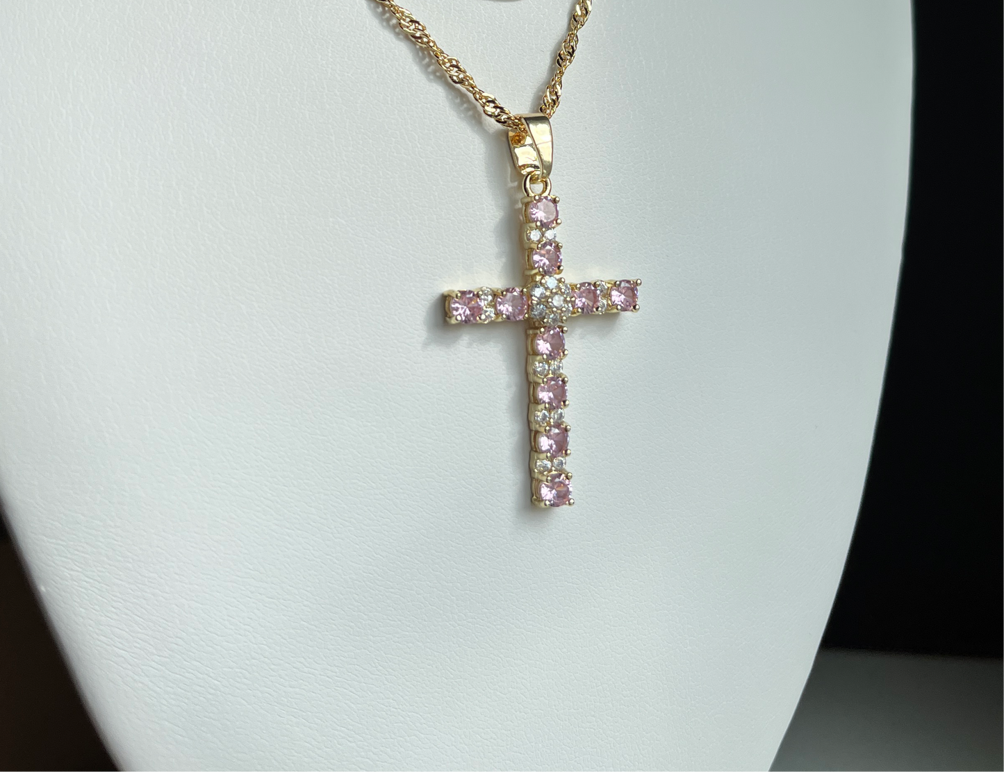 Pink  cross necklace