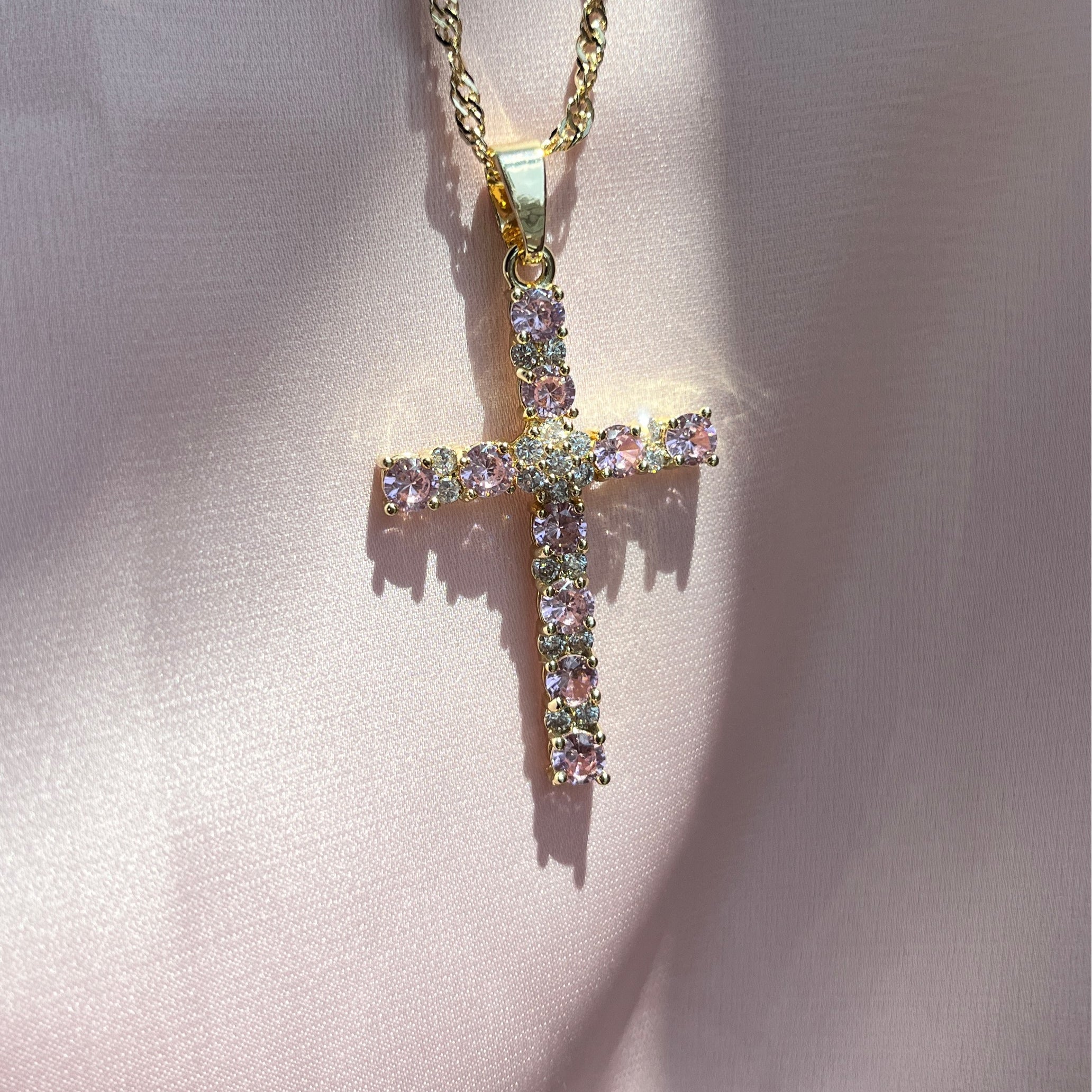 Pink  cross necklace
