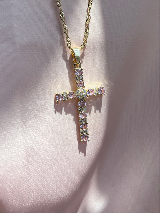 Pink  cross necklace